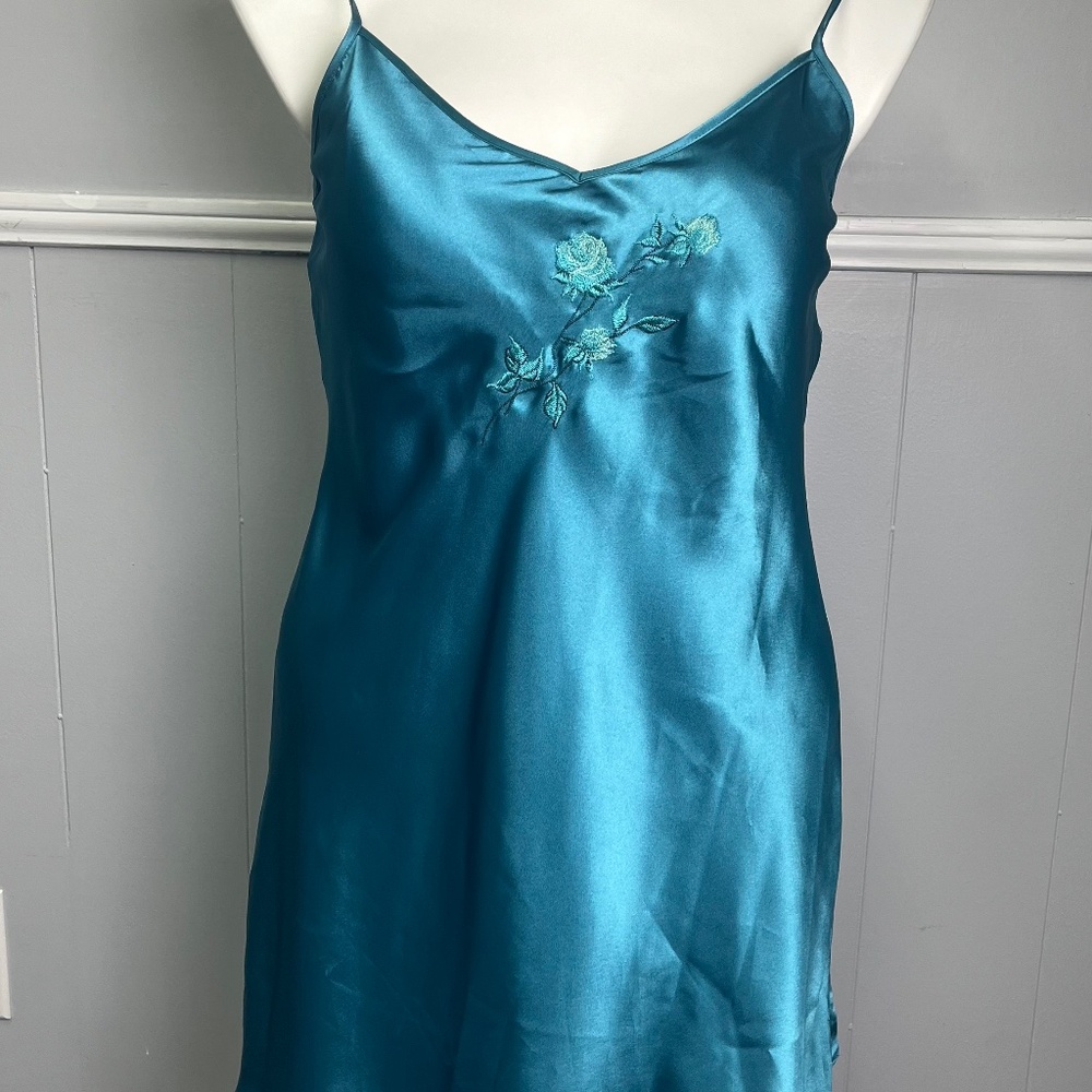 Vintage California Dynasty Slip Dress Gown Blue/Teal Size Large